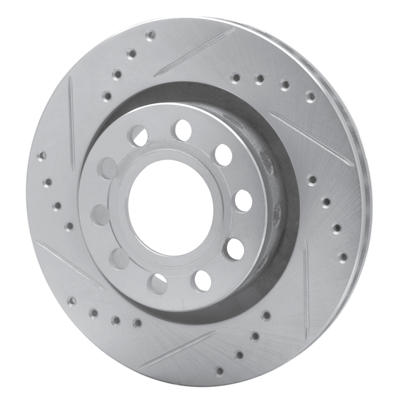 Audi Allroad Brake Rotor (1) - Rear Left - R1 Concepts - Drilled & Slotted - Silver - `04-`05